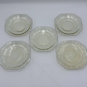 Federal Depression Glass Madrid Amber Dessert‎ Plates 5 7/8" Set Of 5 Yellow